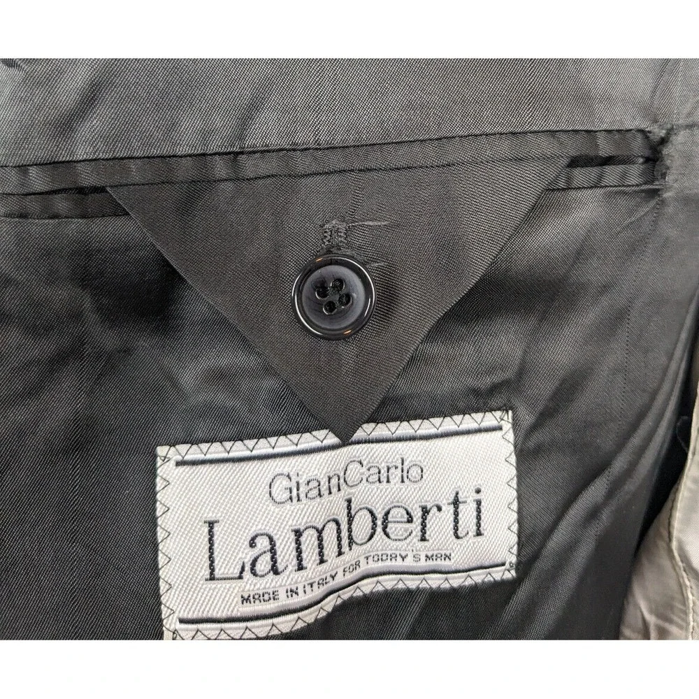 Gian Carlo Lamberti Made in Italy Vtg Gray Virgin Wool Suit Jacket Size 43